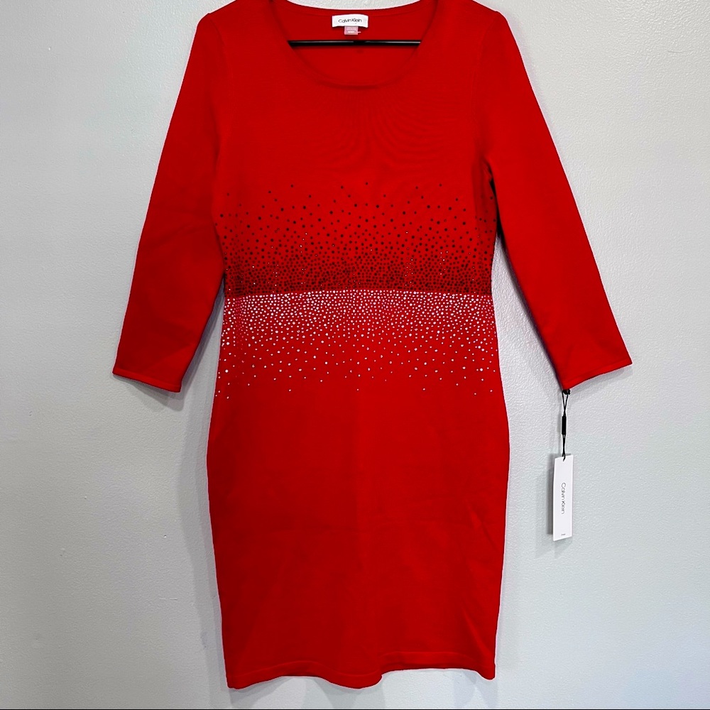 Calvin Klein sweater dress long sleeve sequins size M